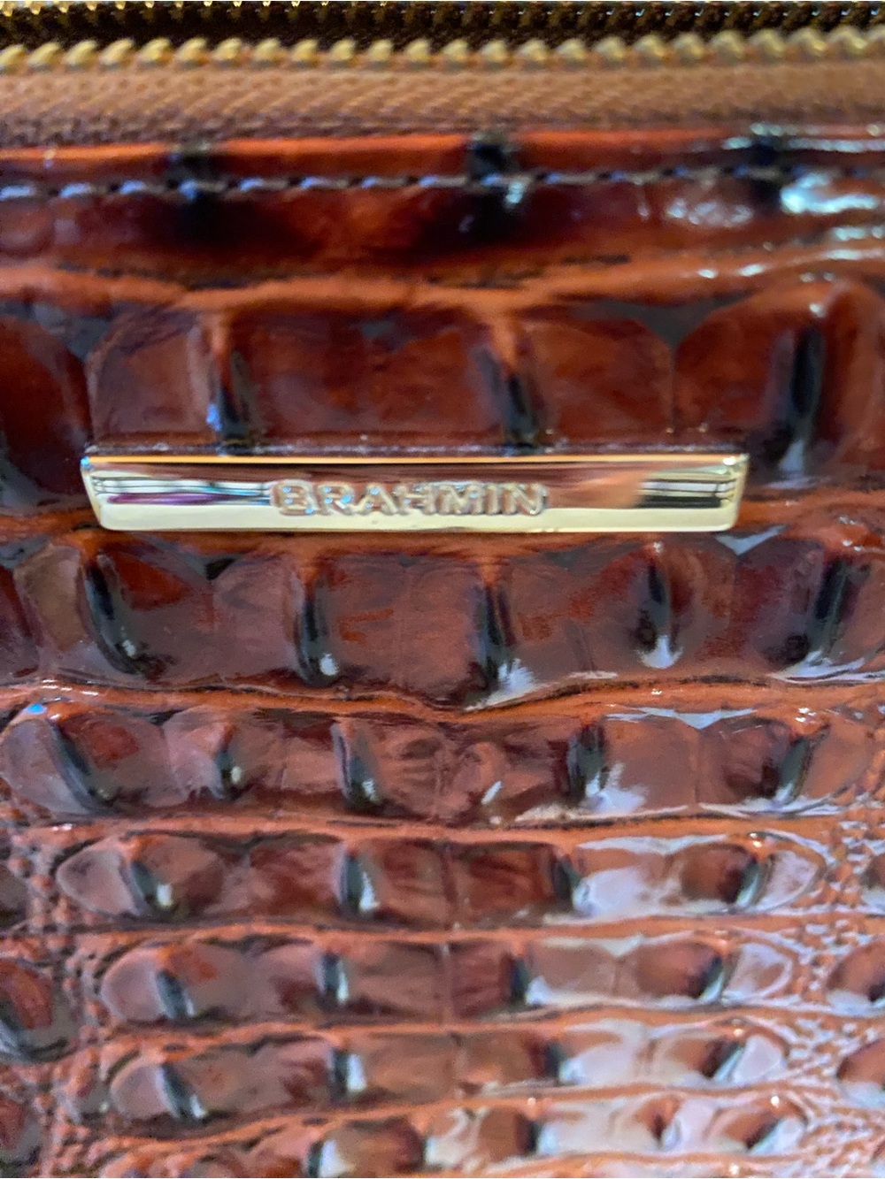 Brahmin Dark Brown Croc-Embossed Leather Caroline Satchel - Picture 4 of 10